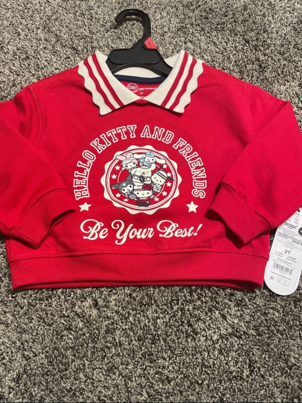 Hello Kitty and Friends Red Collared Kids Sweatshirt - Be Your Best!